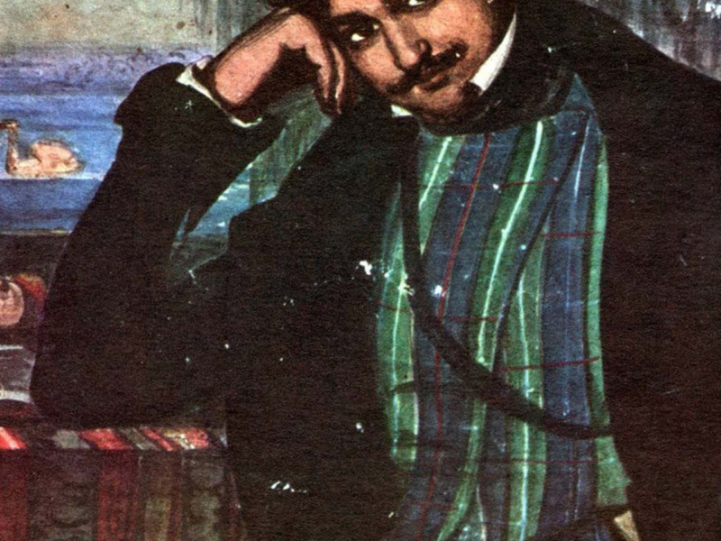 Litografie din secolul al XIX-lea cu portretul lui Costache Negri în tinerețe
