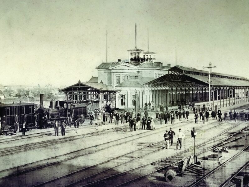Fotografie din 1872 cu Gara de Nord din București la inaugurare