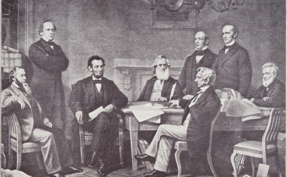 Prima lectură a Proclamației de Emancipare în fața cabinetului lui Lincoln