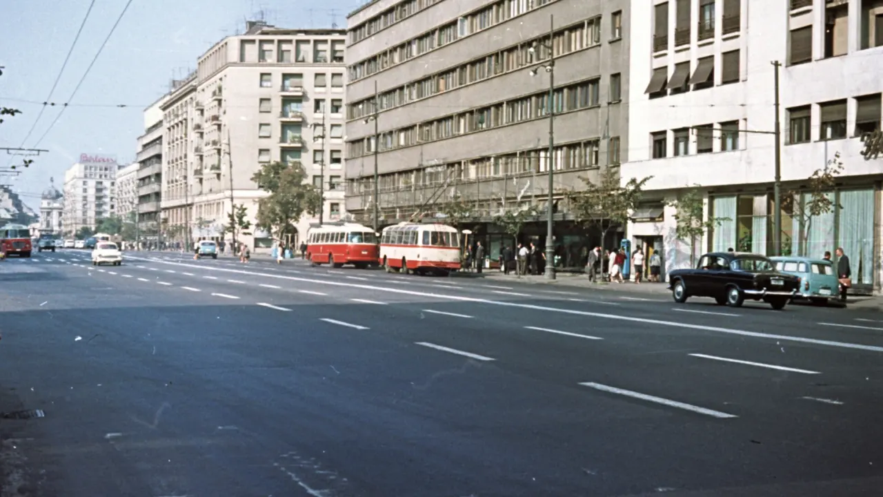 Bulevardul Magheru din București, fotografiat în 1966