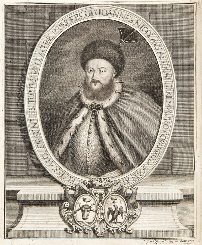 Gravură din 1721 cu portretul lui Nicolae Mavrocordat