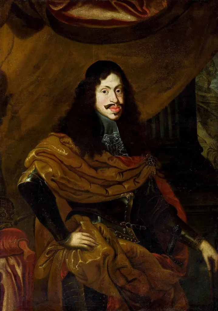 Portret în ulei al împăratului Leopold I, în armură și cu însemne imperiale
