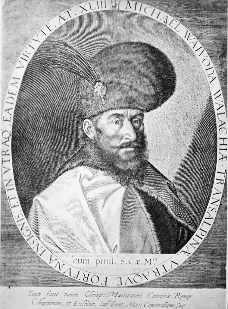 Portret gravat al lui Mihai Viteazul, domn al Țării Românești