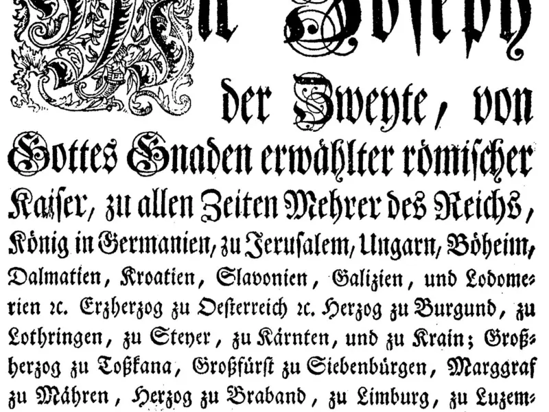 Prima pagină a Patentei de toleranță din 13 octombrie 1781
